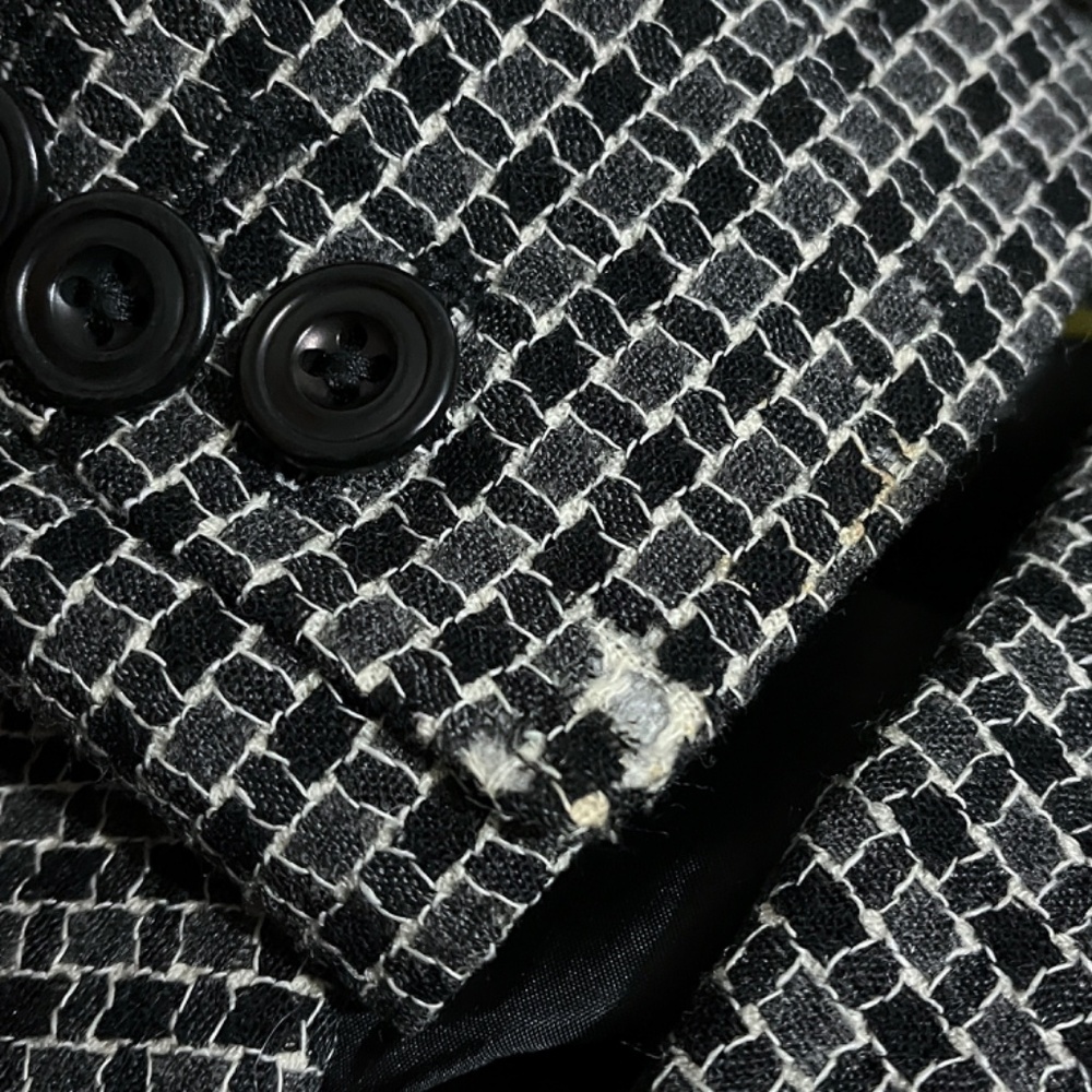 Boden Navy Blue & White Square Printed Two Button Close Blazer Jacket - Picture 11 of 11